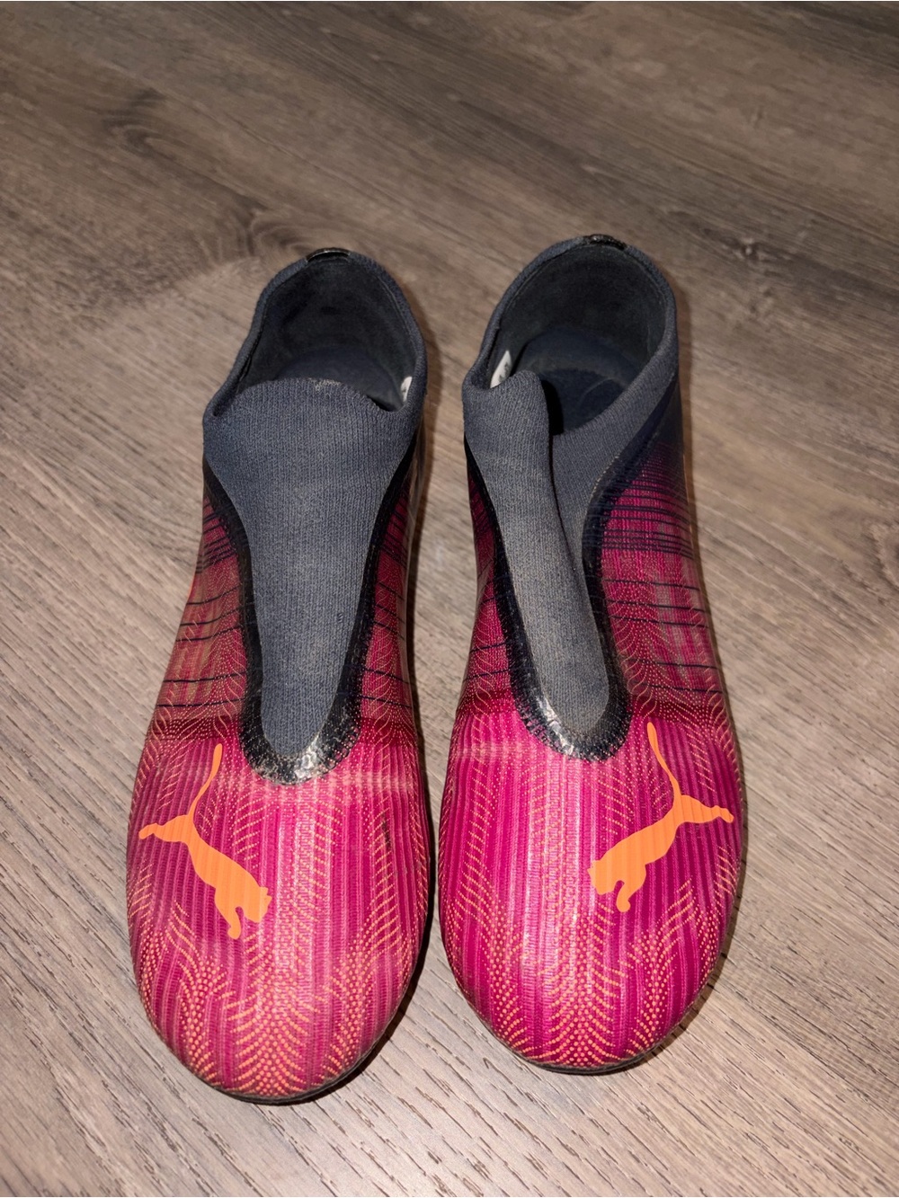 PUMA Ultra Youth Unisex Soccer Cleats Slip-On Pink/Black/Orange US 5.5